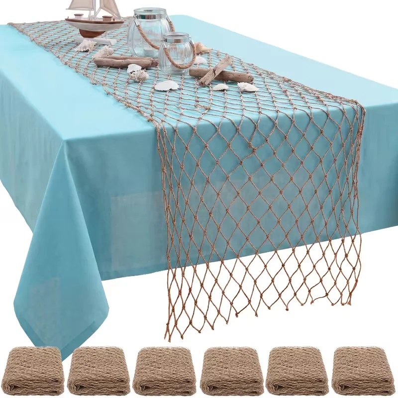 1 Stück 40x180cm Fischernetz Partydekoration Fischernetz Tischläufer Dekoratives Nautisches Baumwoll-Fischernetz – Detail 1