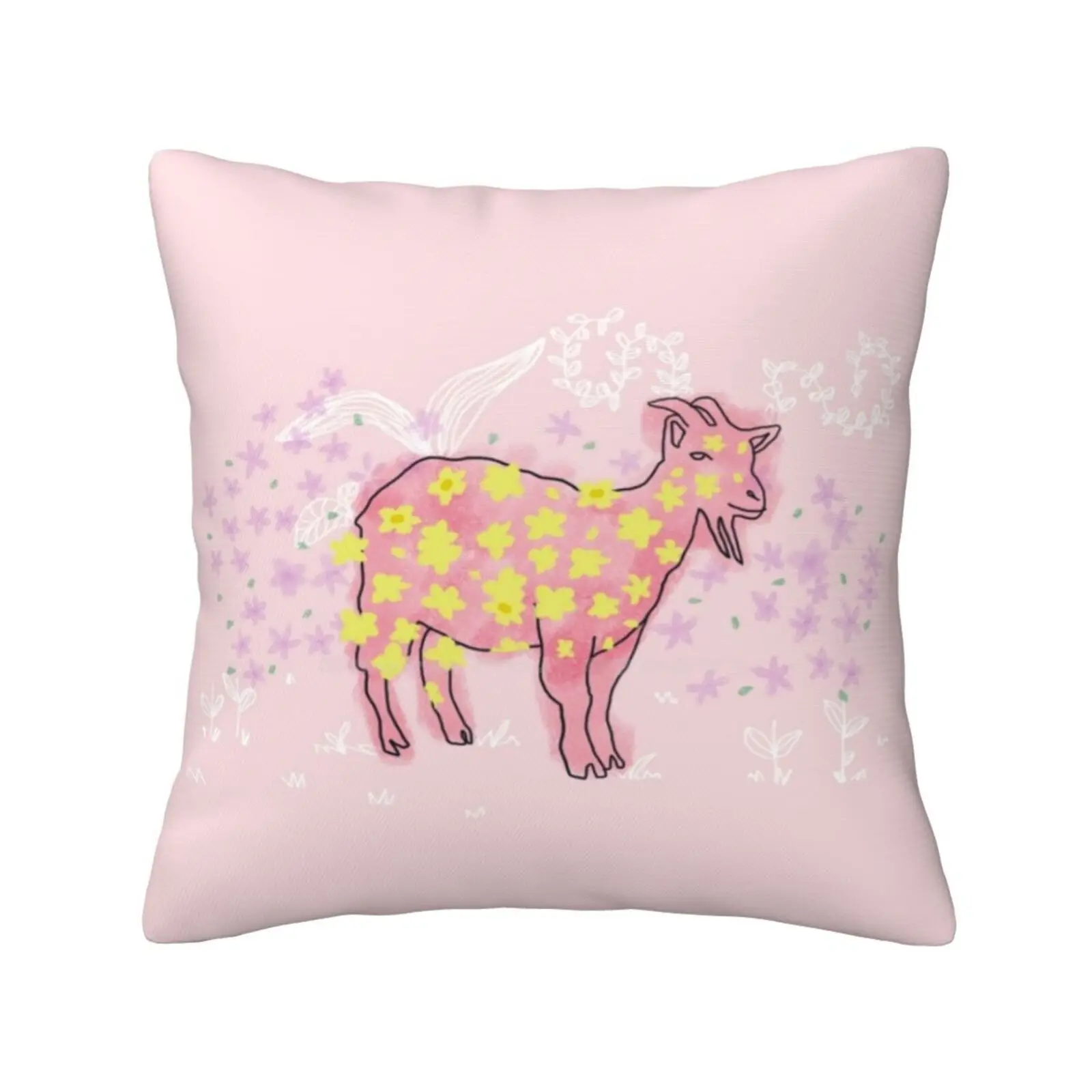 

Goat Rolled On Flower Garden Soft Comfortable Pillowcase Dreamy Softcolors Fairytale Flower Garden Goat Animal Subtle Cute