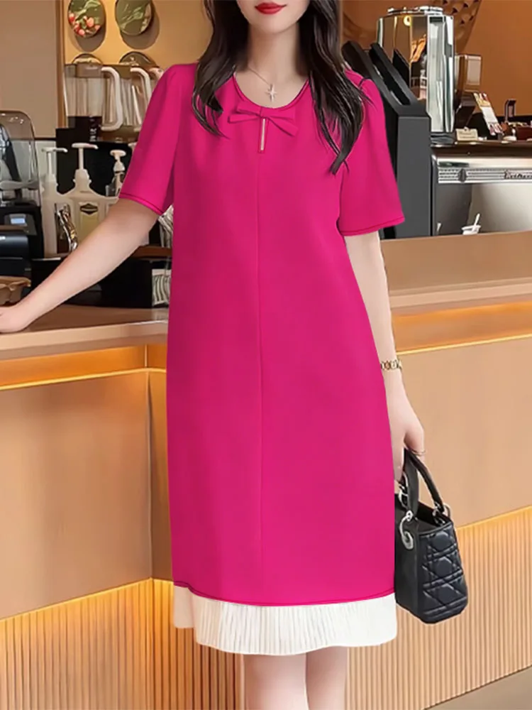 Zanzea feminino elegante vestido de festa 2026 verão vestido de verão manga curta vestido plissado casual trabalho retalhos vestidos na altura do joelho robe