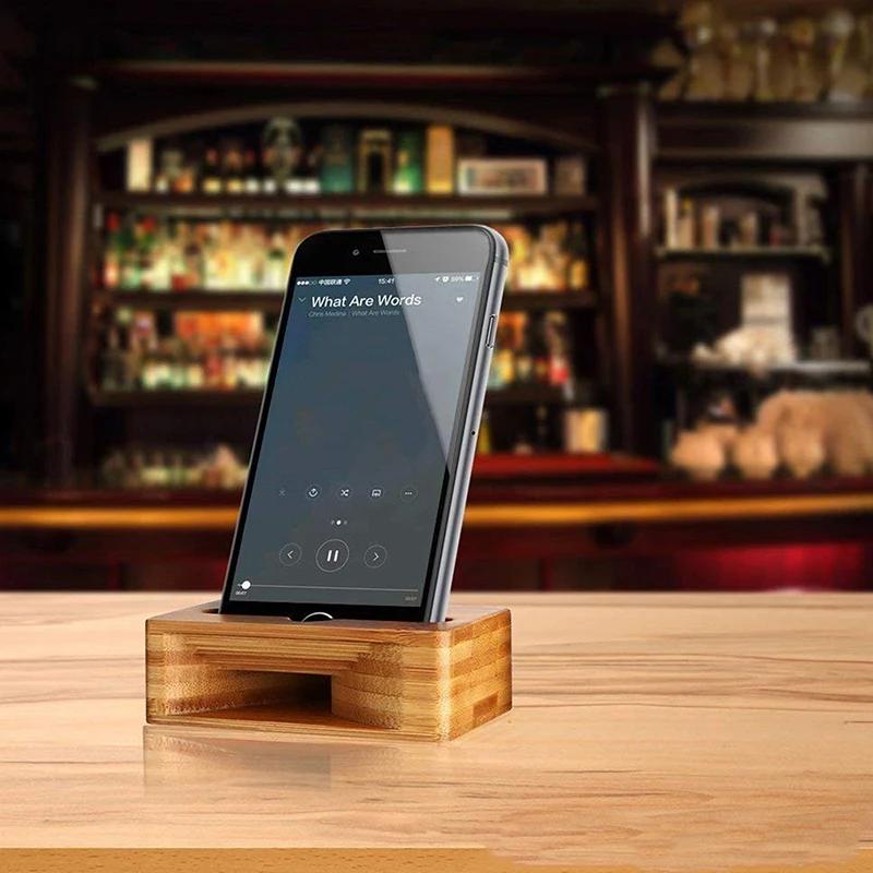 

Phone Holder Stand Amplifier Cell Speaker Wooden Desk Wood Bamboo Sound Mobile Bracket Desktop Tablet Car Shower Cellphone Dock