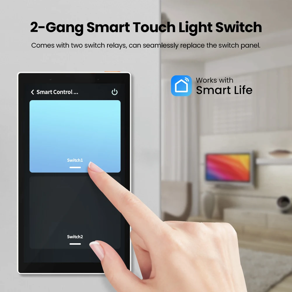 AVATTO WiFi Smart 5-inch Touch Screen,Built-in ZigBee Gateway Hub & Alexa & 2gang Switch,Tuya Scene Control Panel