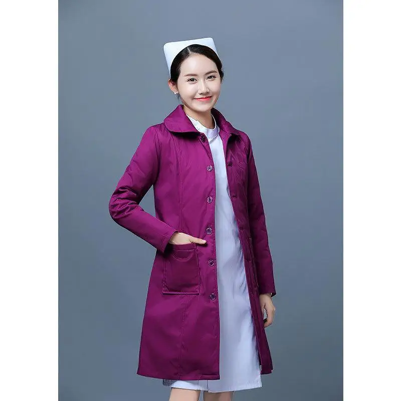 1Pc Nurse Winter Cotton Jacket Hospital Duty Work Vest Doctor Nurse Warm and Cold Resistant Windproof Cotton Jacket