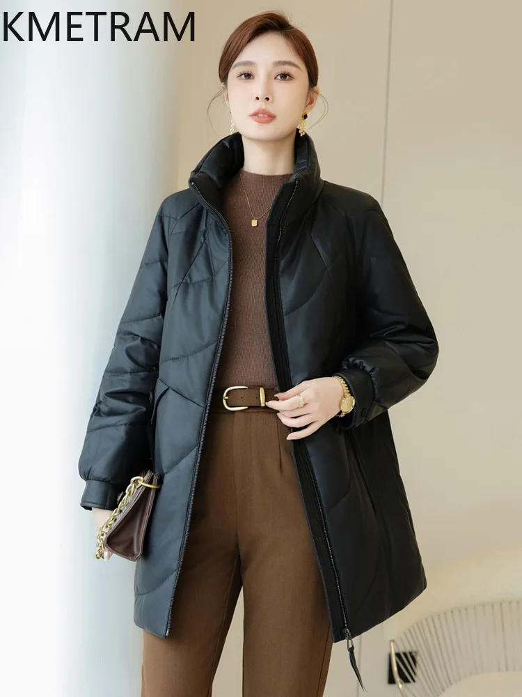 100% Sheepskin Down Coats Women Loose Genuine Leather Mid Length Puffer Jacket Winter Clothes Woman 2025 Outerwears пуховик