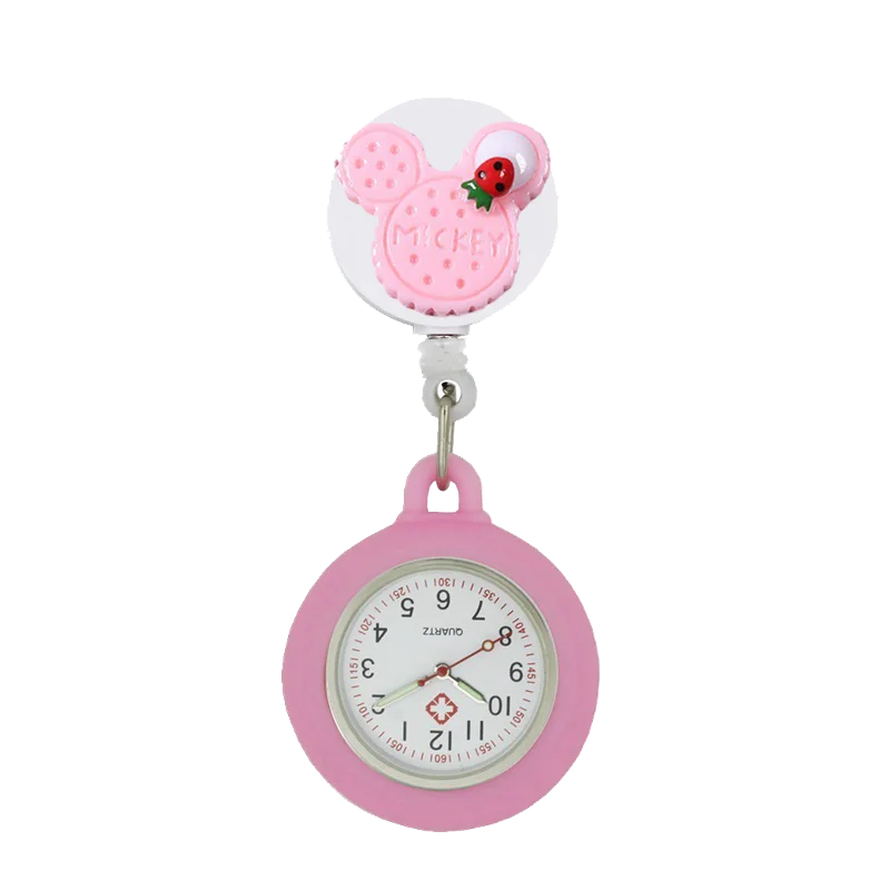 YIJIA Lovely Cartoon Ice Cream Retractable Badge Reel Hospital Nurse Watches with Silicone Case and Luminous Pointer