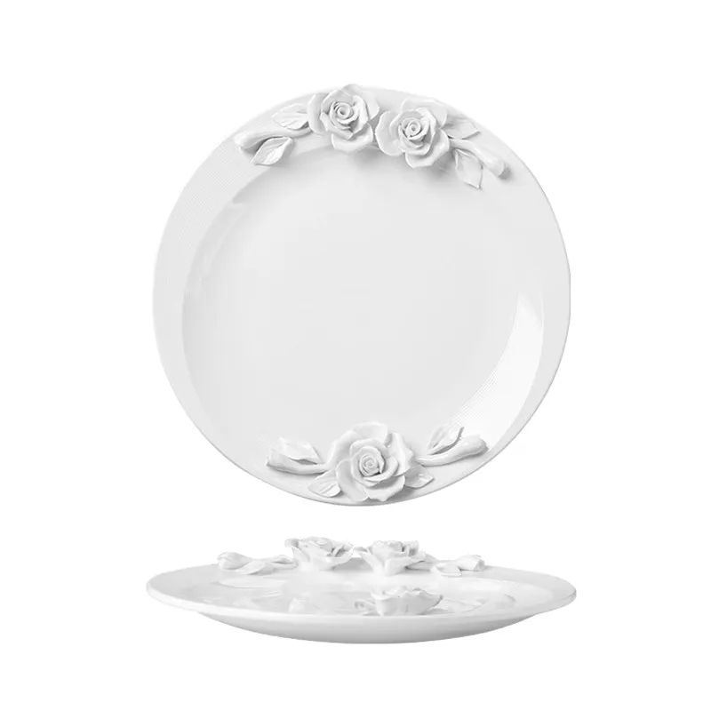 

DSA relief hand-squeezed flower bowl plate cup tableware set home afternoon tea exquisite ceramic plate home