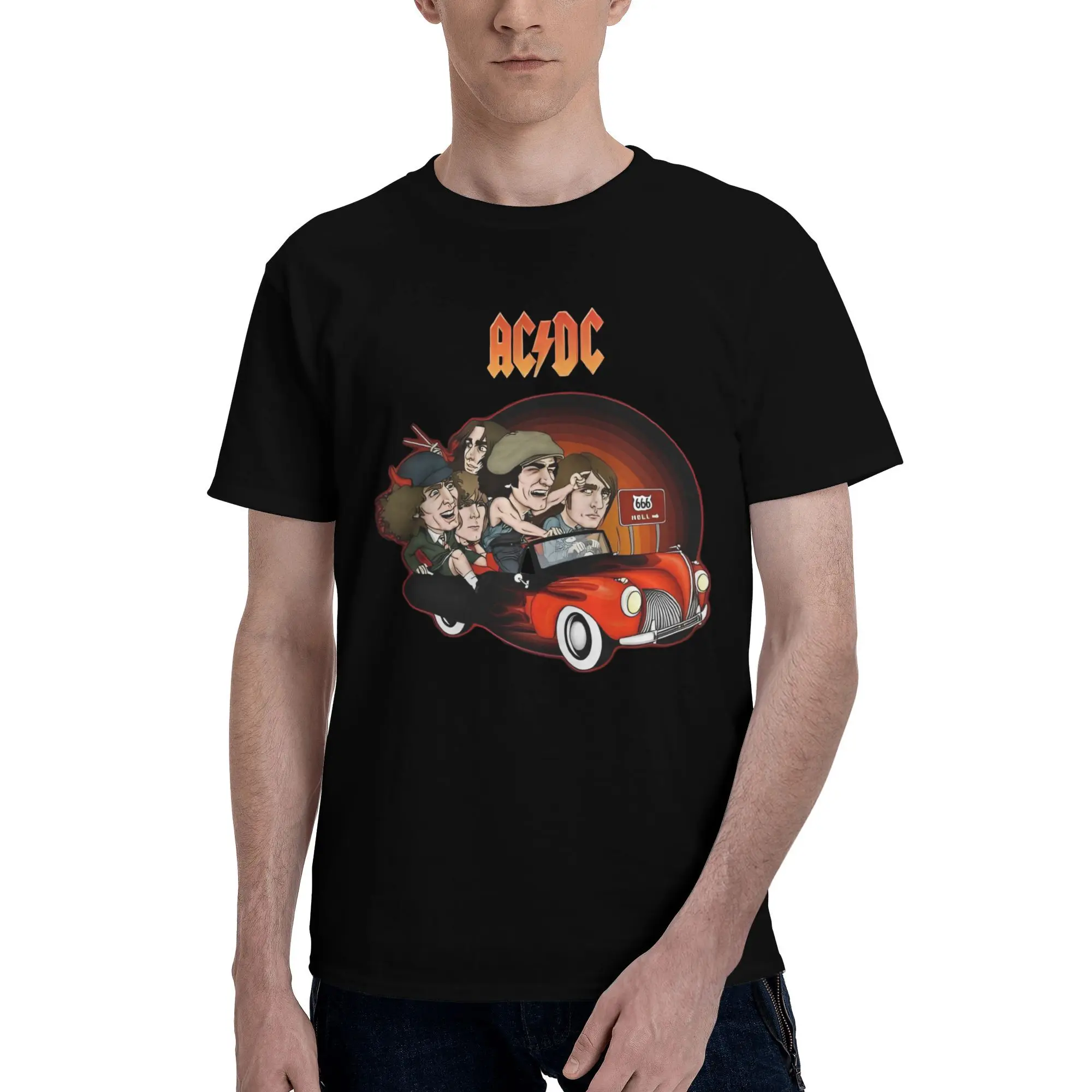 

Забавные футболки Playera Rock Band для мужчин, футболки из чистого хлопка с круглым вырезом, футболки с короткими рукавами AC/DC, классическая одежда