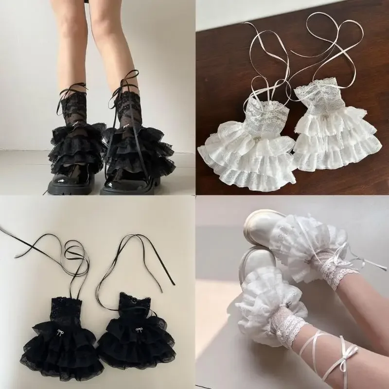 Women's Leg Warmer Fashion Ruffle Lace Leg Warmer Sheer Mesh Leg Socks Sweet Boot Socks Cosplay Costumes Gift
