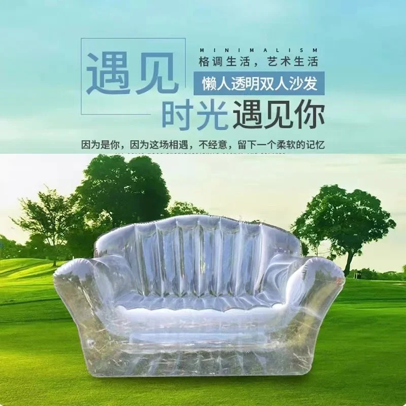 2026 2026 high quality factory custom crystal clear pvc inflatable one-seat air sofa chairs for living room bed room office apar