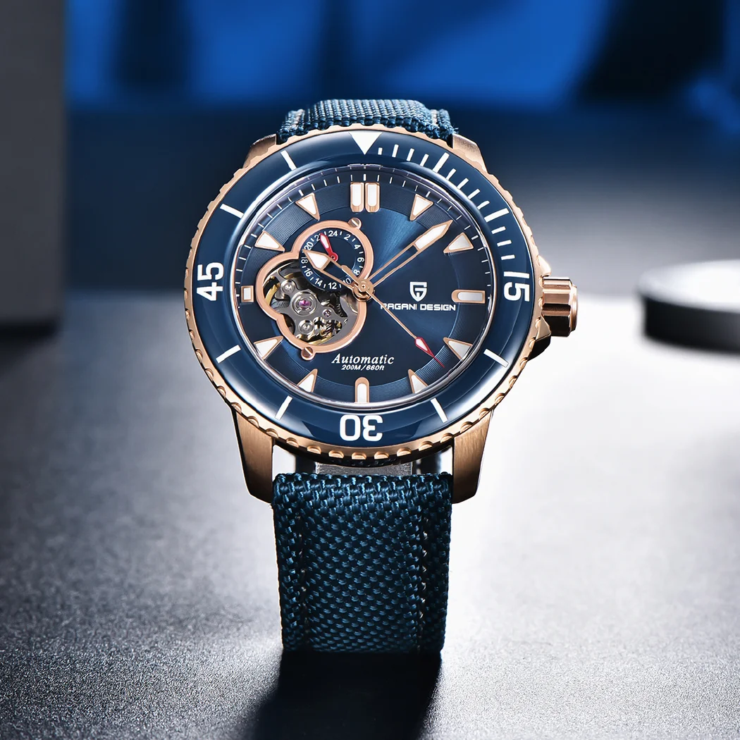 PAGANI تصميم جديد الرجال الساعات الميكانيكية ساعة أوتوماتيكية للرجال 200 متر مقاوم للماء كامل مضيئة ساعة معصم NH39 ساعة