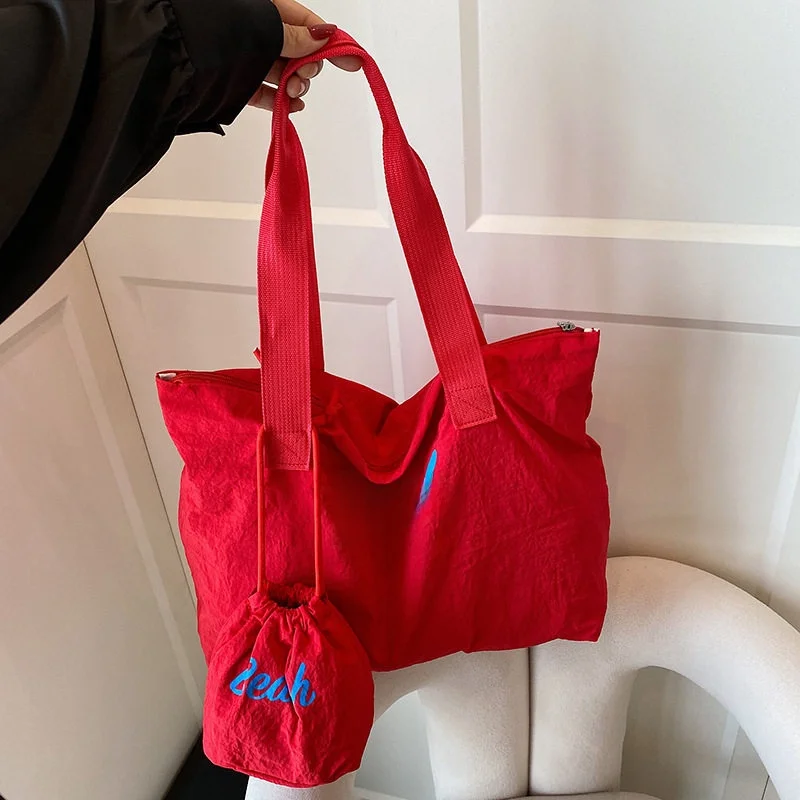 

Spring Summer 2025 Fashion Large Capacity Single Shoulder Underarm Bag Women Simple Commute Student Tote Bag INS Cloth Bag