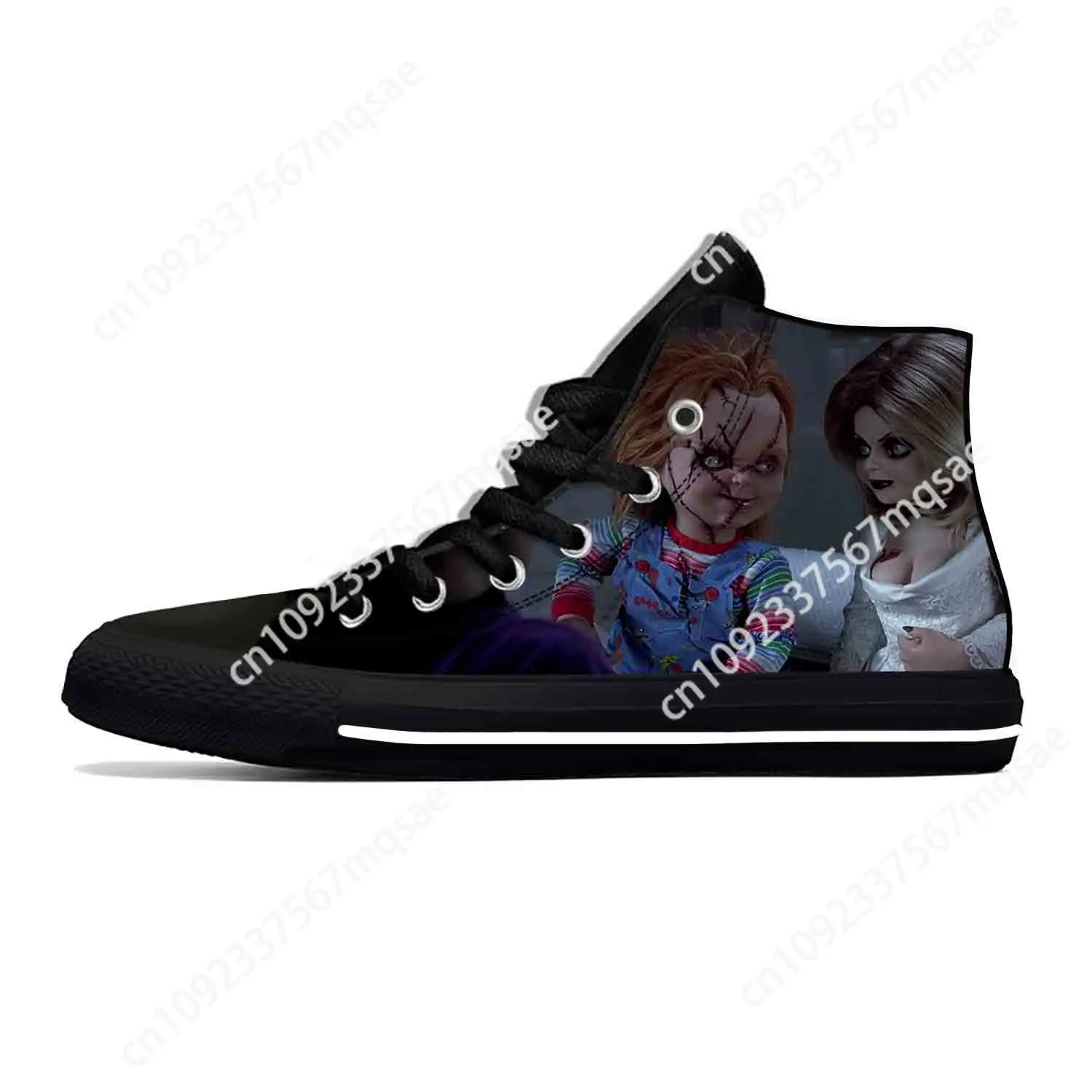 Chucky-High Top Lightweight Breathable Sneakers para homens e mulheres, sapatos casuais, desenhos animados de anime, quadrinhos, brincadeiras infantis, horror, impressão 3D, quente