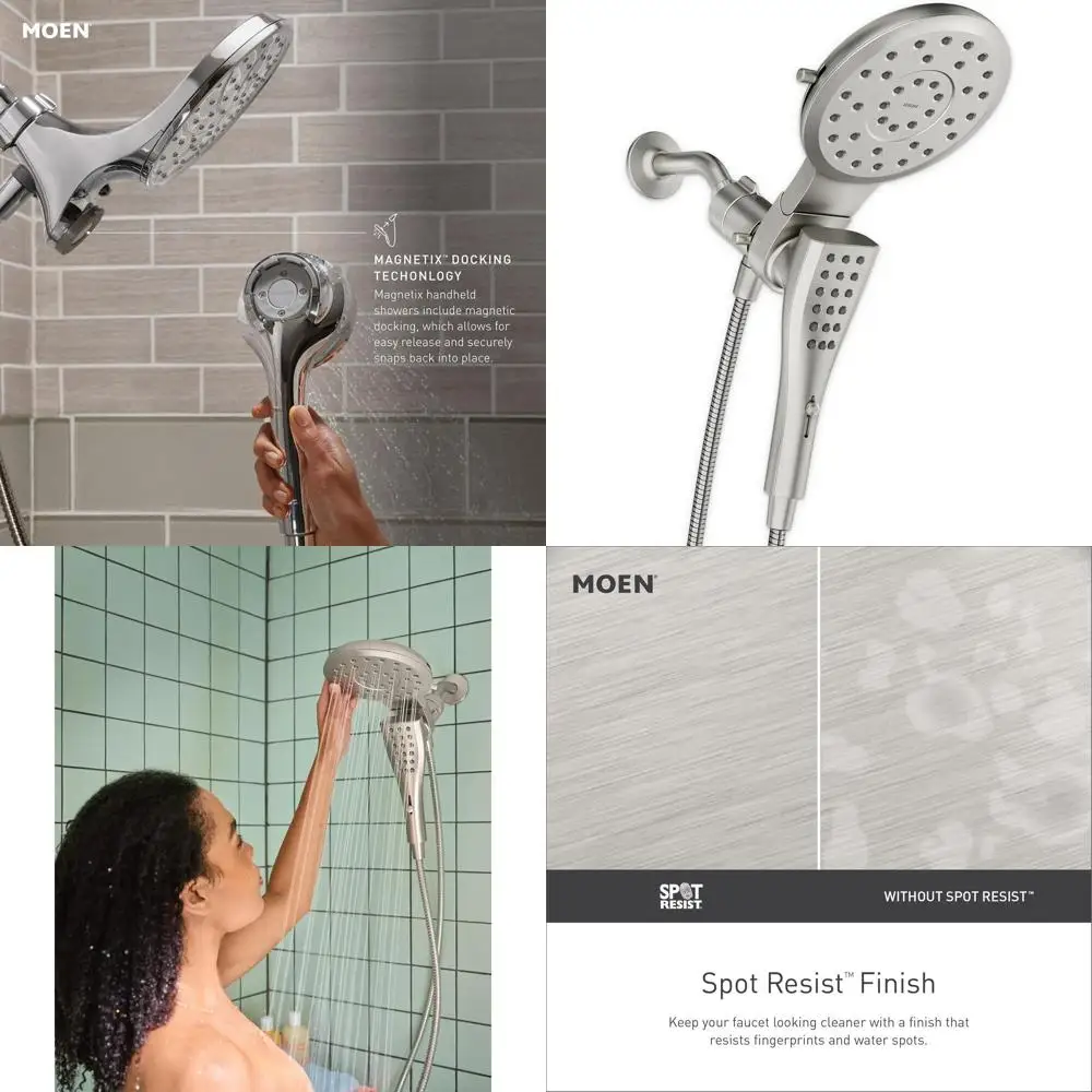 

Nickel-Resistant Round Rain Shower Head with Detachable Hand Shower, 60 Hose, Magnetix Docking, 220C2SRN