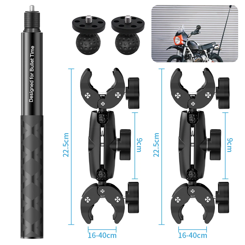 Palo de Selfie para montaje en bicicleta de motocicleta Insta360 x2 x3 x4 x5, Kit de accesorios para manillar monopié de motocicleta Insta 360 x2 x3 x4 x5