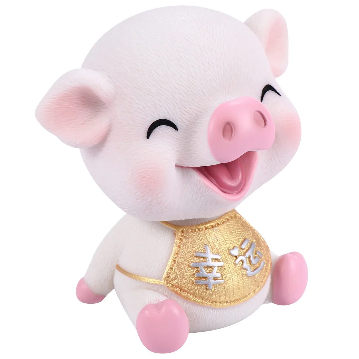 

1Pcs Cartoon Shaking Head Pig Resin Car Ornament for Dashboard Decor Vehicle Interior Mini Accessory Home Office Decor