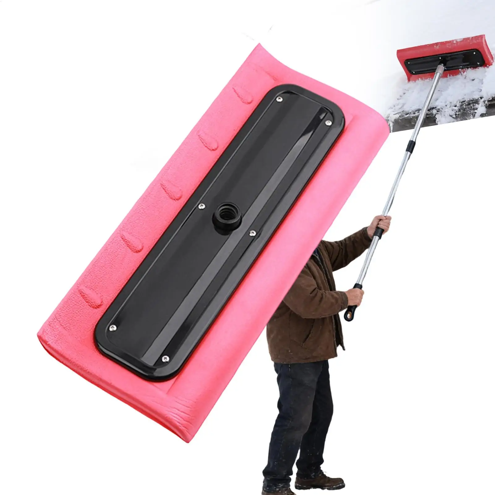 Snow Roof Rake Foam Snow Brush & Roof Snow Rake Light Foam Head Snow Broom For Roofs Vehicles And Gutters  Removal Tool
