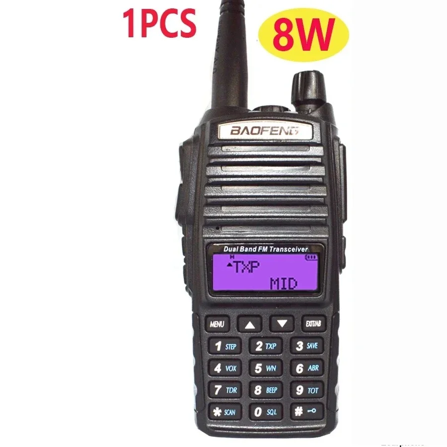 Настоящее портативное FM-радио мощностью 8 Вт, рация Baofeng UV-82, двойной PTT, двустороннее УКВ, УВЧ, любительское радиоприемник UV 82, передатчик UV-5R 9R