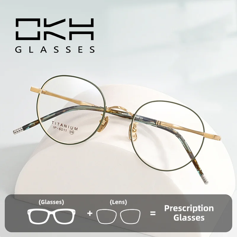 

OKH Lightweight Pure Titanium Frame IP Electroplated Women's Myopia Glasses Frame Fashion Two-color Design Prescription Reading