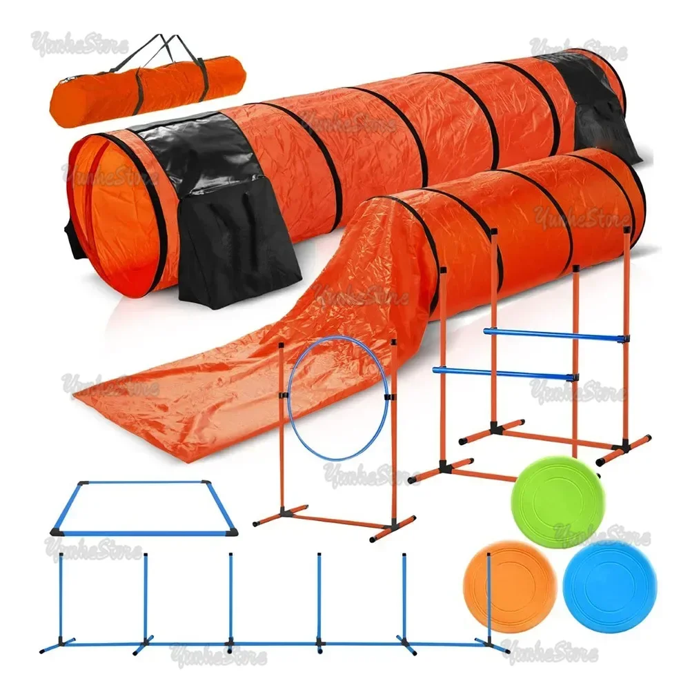 

Pet Dog Agility Equipment Set Kit Obstacle Training Kit Dog Agility Rods Jump Running Hurdle Outdoor Sports Stakes Poles Tunnel