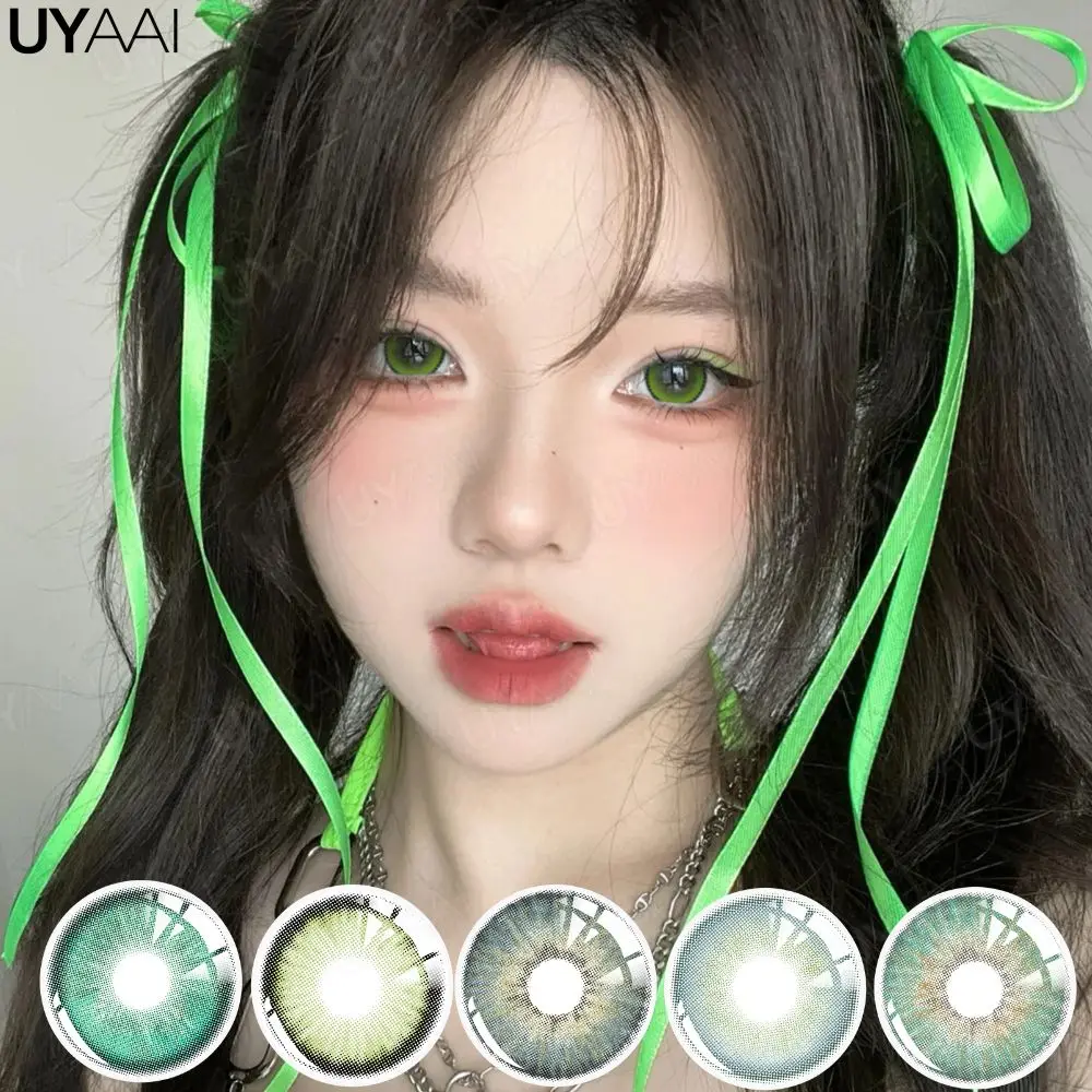 UYAAI Natural Colorido Contatos Lentes, Pupilas Cor, Lente De Contato Do Olho, Verde, Beautful, Maquiagem Anual, 2Pcs