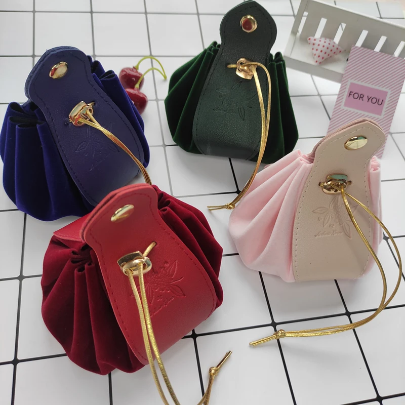 

New Flanne Leather Gift Bags with Drawstring Candy Box Packaging for Wedding Party Favors Baby Shower Birthday Decoration