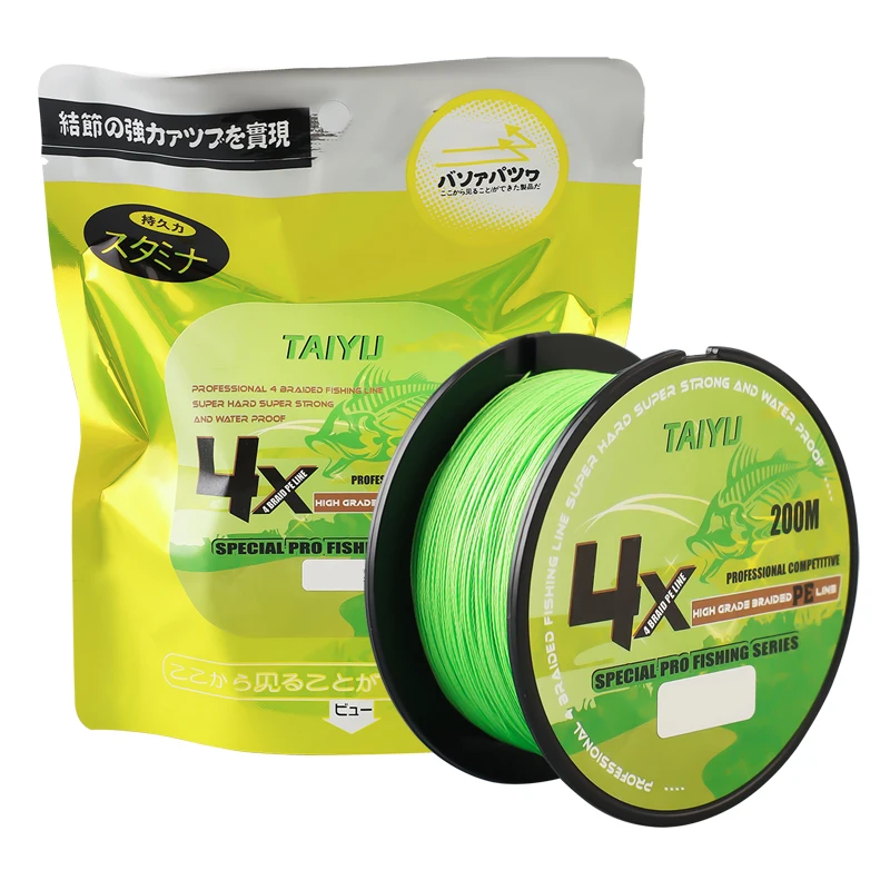 TAIYU 4 Stränge 200 m PE geflochtene Angelschnur 19LB-70LB Japan Langlebige Multifilament-Angelschnur Super glatte Karpfen-Angelschnur