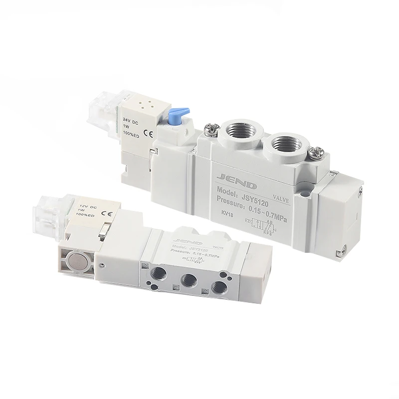 JSY two-position five-way solenoidový klapka pneumatické příslušenství DC12V/24V l-shaped nástrčkový typ