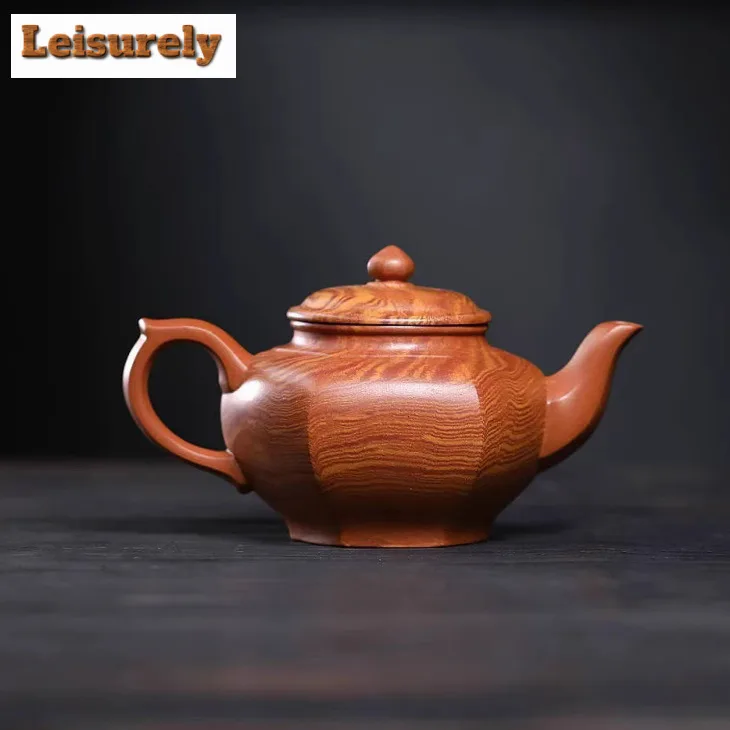 300ml Yixing Purple Clay Teapots Famous Master Handmade Hexagonal Laughing Sakura Pot Raw Ore Twist Mud Kettle Zisha Teaset Gift