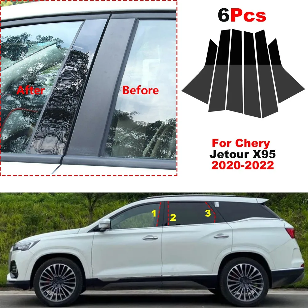 

Car Pillar Posts Window Trim Cover BC Column Sticker Fit For Chery Jetour X95 2020 - 2022 Accessories Exterior Parts Stickers