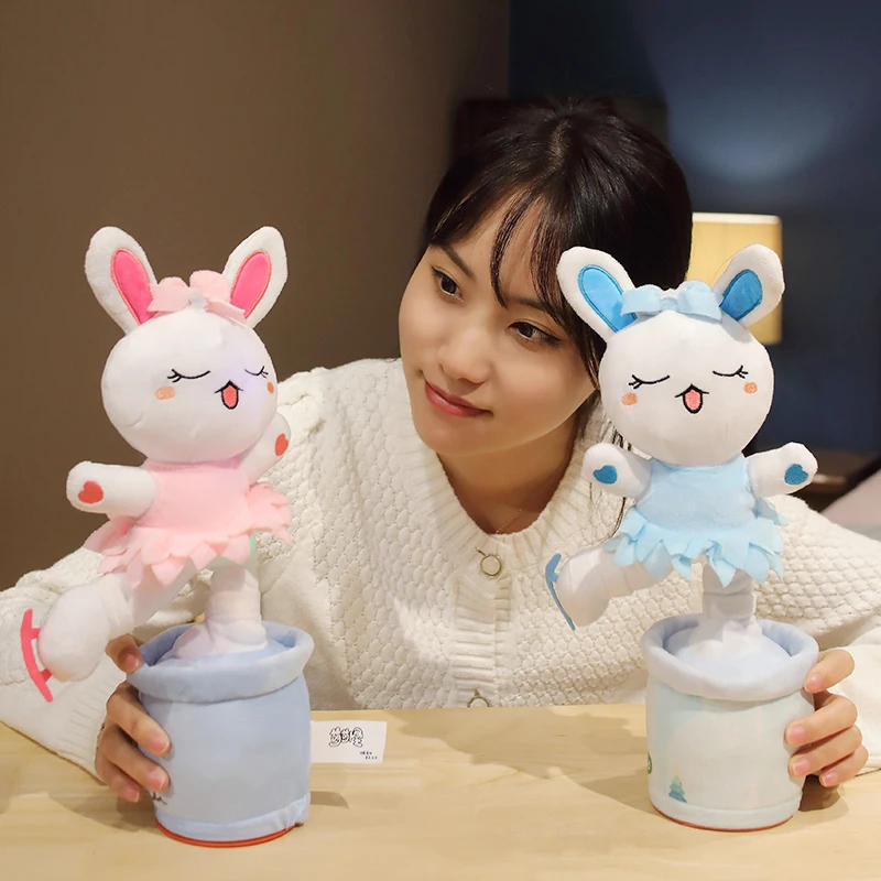 Interactive Electronic Pet with Sounds and Movements Realistic Rabbit Toy Easter Plush Stuffed Bunny Toy Gift for Toddlers