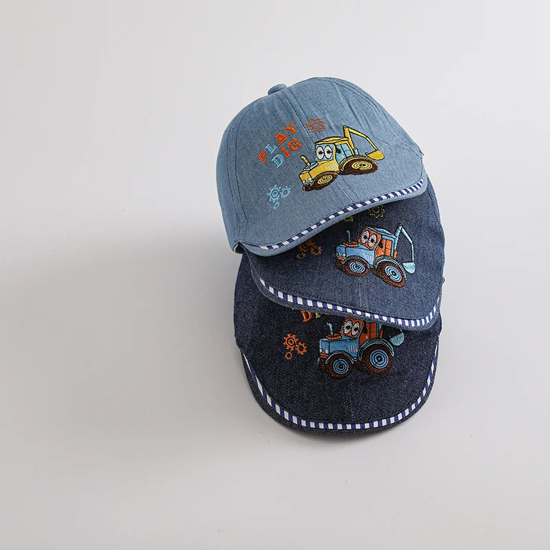 New Spring Autumn Cotton Sun Hats for Kids Baby Summer Snapback Hat Baby Girls and Boys Excavator Children Baseball Cap