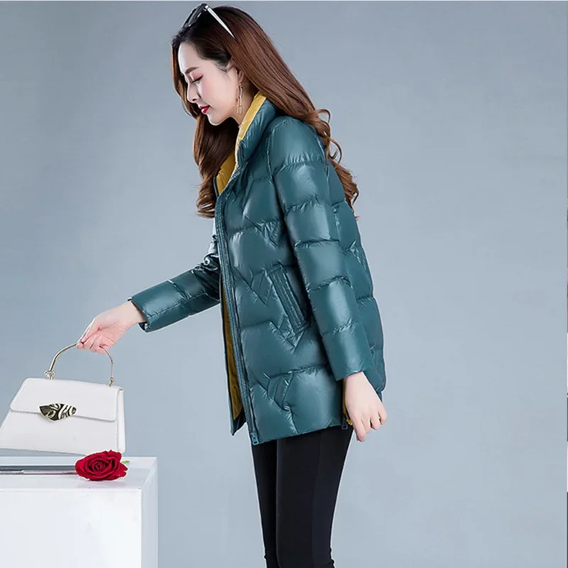 

Women Down Jacket New Winter White Duck Down Jacket Female Oversize Mid-Length Thick Parka Coat Lady Slim Warm Jackets Outerwear