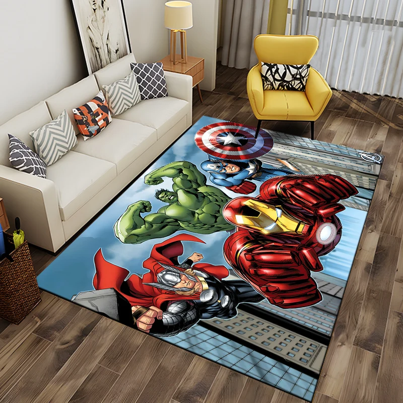 Disney  Avengers Hero Carpet for Living Room Iron-Man Game Rugs Soft Floor Cartoon Rugs Bathroom Rug Mat Yoga Mat Home Decor