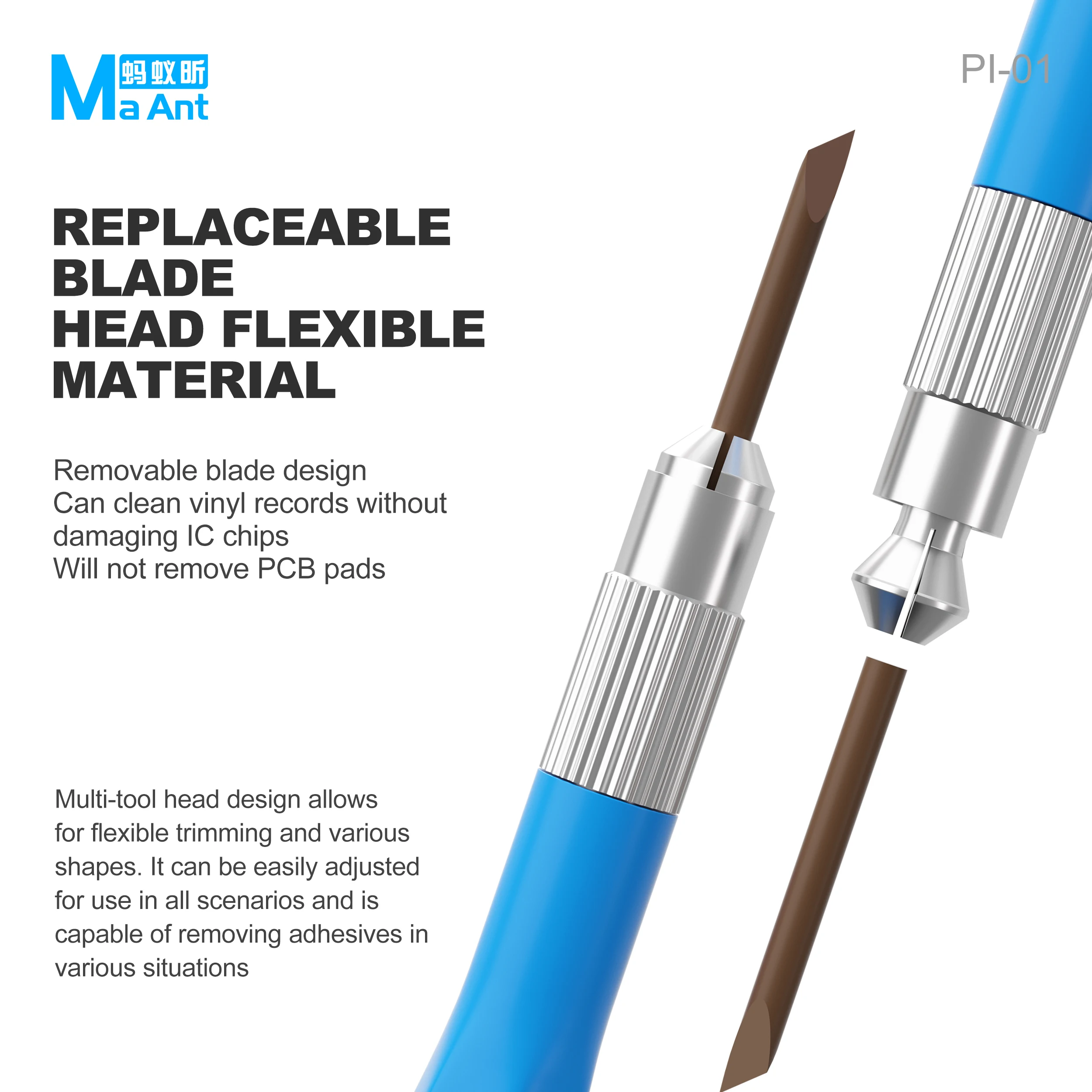 MaAnt PI-01 High Temperature Resistant PI Degumming Knife Replaceable Blade For Motherboard BGA Glue Removal Repair