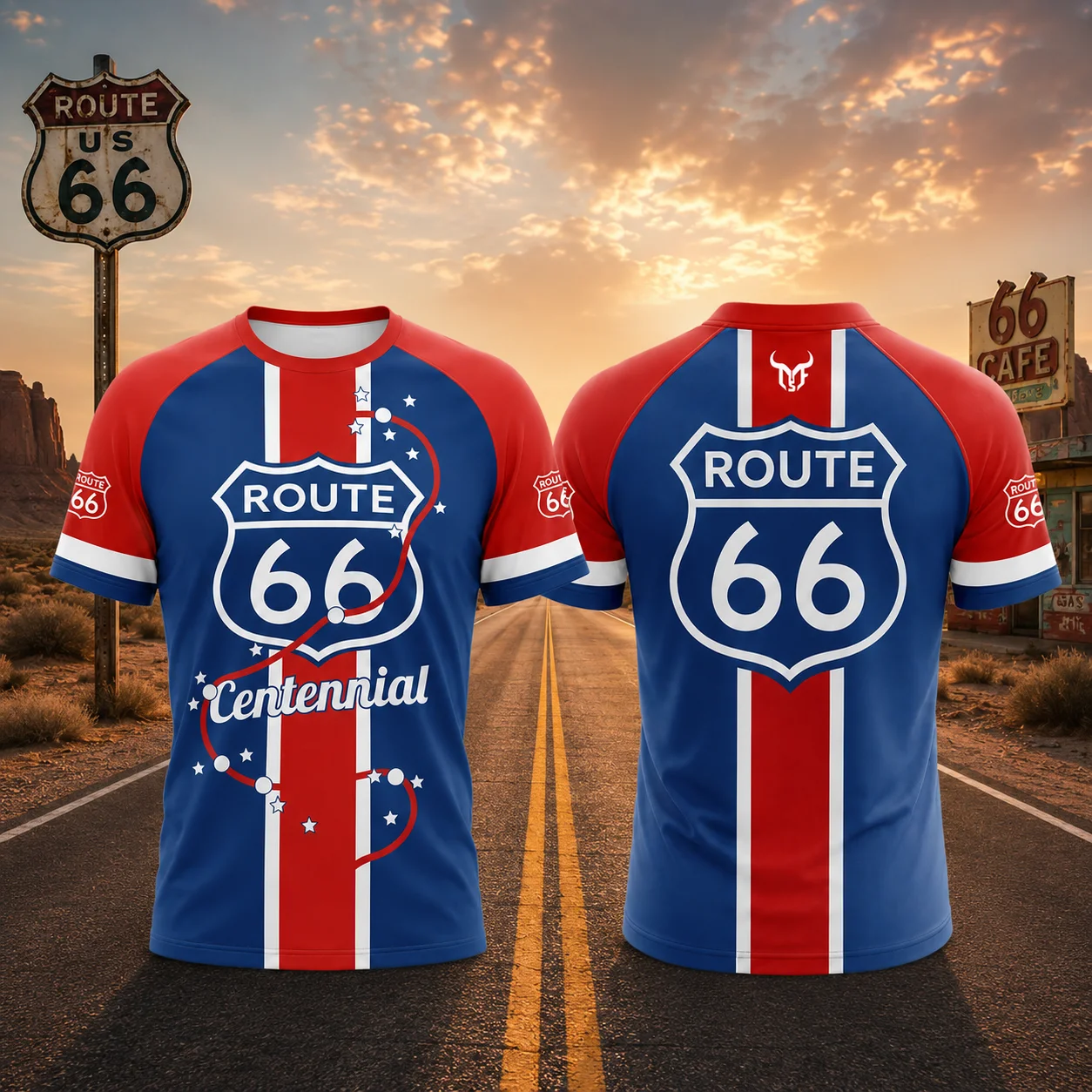 Route 66 Centennial T Shirt Men Women Vintage Road Trip Graphic Tee Retro Cycling Adventure Travel Casual Summer Crew Neck Top