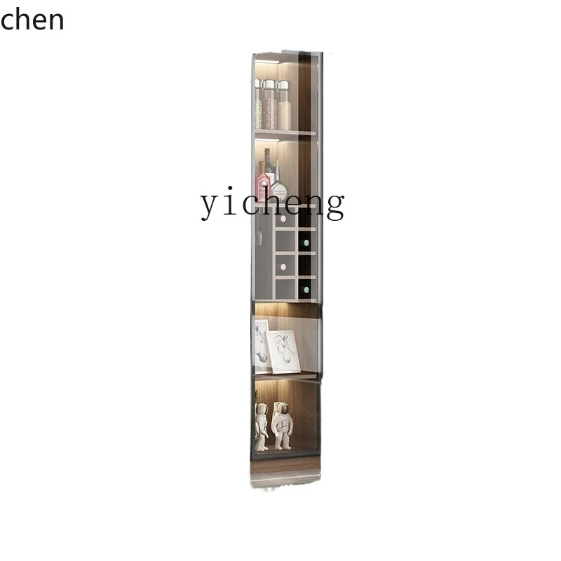 HXL ガラスドアワインキャビネットモダンシンプルリビングルーム壁ディスプレイキャビネット無垢材家庭用小型ロッカー