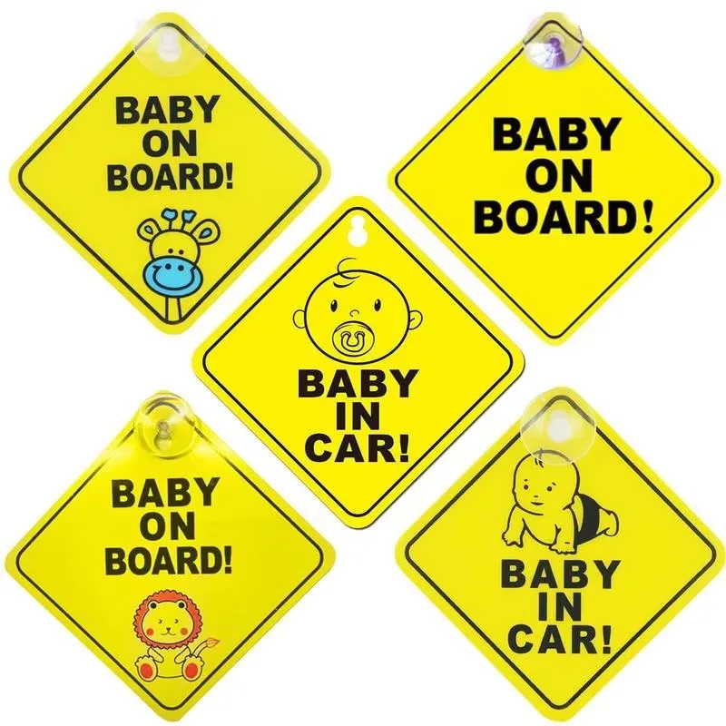 BABY ON BOARD BABY IN CAR Reflective Decal Strong Adhesive PVC Safety Warning Sticker For Suction Cup Car Accessories