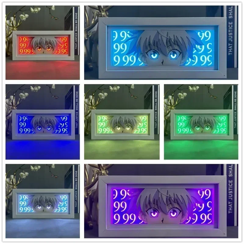 Anime 3D Hunter X Hunter Manga lampu malam Laser ukiran kertas kotak cahaya lampu meja dekorasi ruangan hadiah ulang tahun anak natal