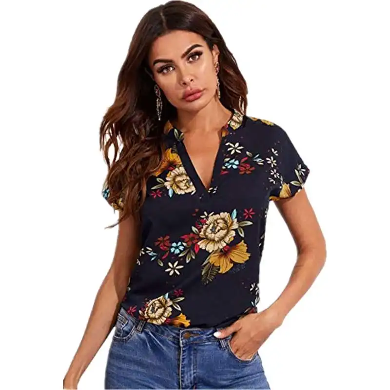 

Весенняя шифоновая блузка женская Faion V-Ne irt Street Sle ort Sve Polyester Fiber Spring Collection
