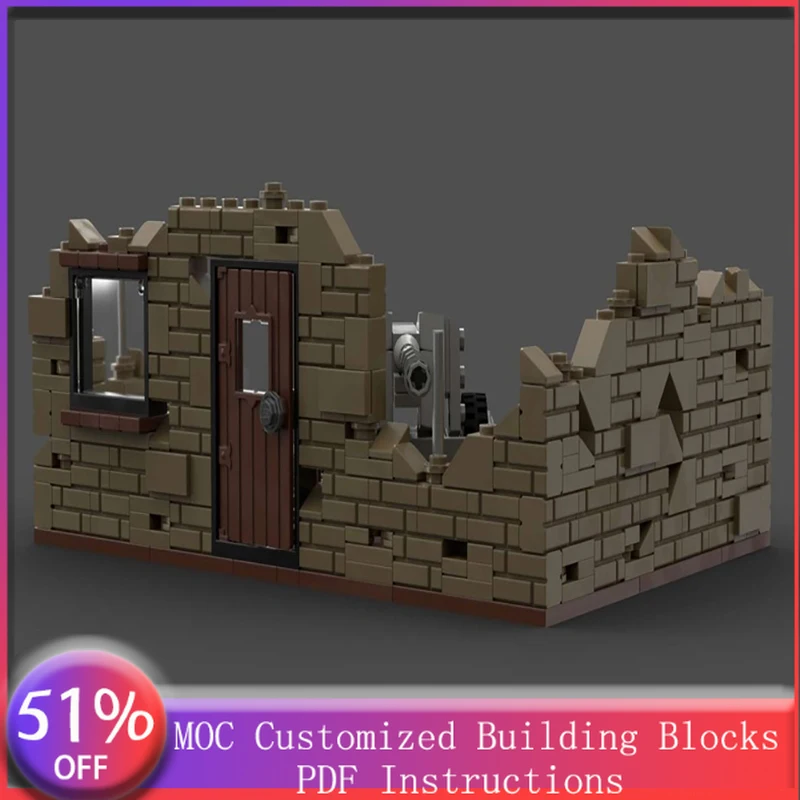

437 деталей Модульный конструктор «Руины времен Второй мировой войны» темно-коричневого цвета, MOC, настраиваемый, популярный детский конструктор для мальчиков, подарок на день рождения
