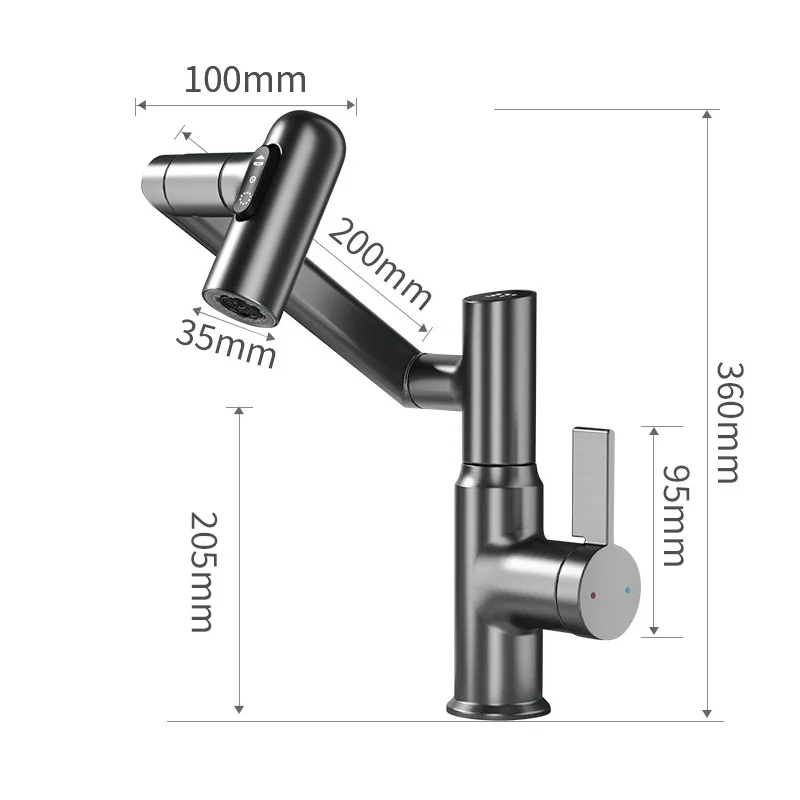 Imagem -06 - Led Smart Digital Display Basin Faucet Torneira Misturadora para Banheiro de Água Fria e Quente Mode Spout Torneira Hidrelétrica Rotação de 360 °