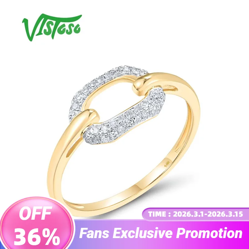 

VISTOSO Genuine 14K 585 Yellow Gold Ring For Women Sparkling Diamond Unique Wedding Engagement Delicate Gifts Fine Jewelry