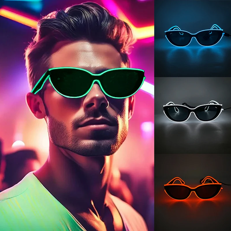 Fashion Glowing Cat eye Sunglasses luminous Cute Avant-garde Style glasses led light up glasses bar props for Handsome man women