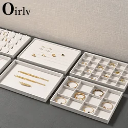 Oirlv Stackable Linen Jewelry Tray Adjustable Jewelry Storage Case for Drawer Multifunction Tray Showcase Display Organizer