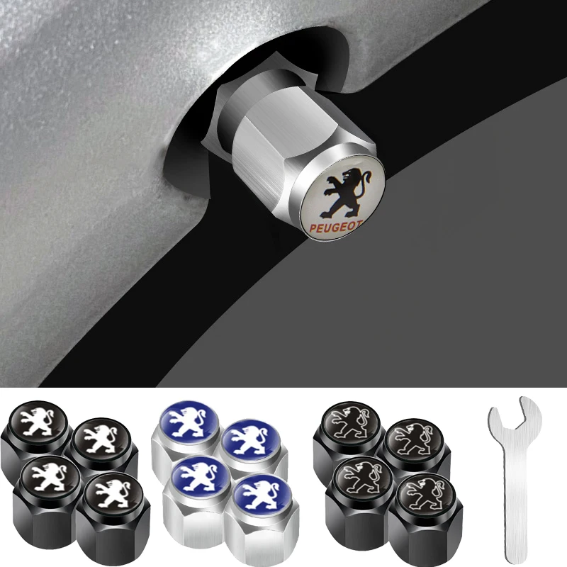 Alloy Car Wheel Tire Valve Caps Auto Logo Tyre Stem Air Covers for Peugeot 106 207 208 301 306 307 308 407 408 508 2008 4008