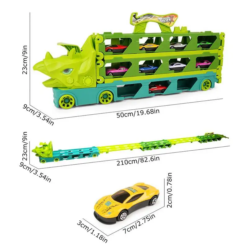 Camiones de transporte portadores, camiones de juguete con 24 coches extraíbles, camiones de juguete sólidos con bordes suaves para niños y niñas