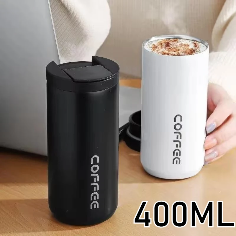 400ml Doppelwandiger Edelstahl Vakuumisolierter Reise-Kaffeebecher Thermosbecher für Heiße und Kalte Getränke Outdoor-Trinkgefäß
