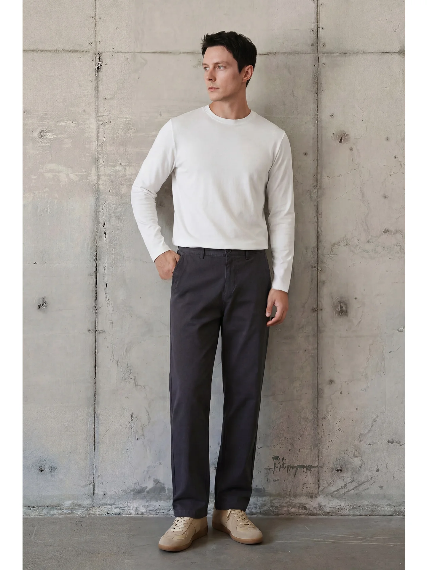 Business Casual Pants for Men Stretch Pure Color Straight Leg Spring Autumn Winter Commute Friendly Cotton Blend Trousers