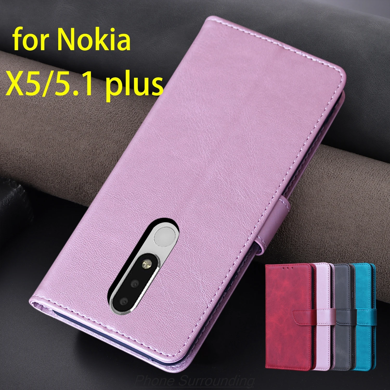 Funda de cuero Pu con tapa tipo billetera para Nokia X5 / Nokia 5,1 plus, tarjetero, bolsas para teléfono, funda protectora, Fundas Coque