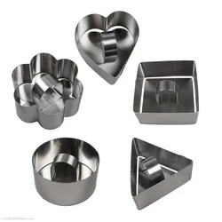 Stainless Steel Cake Ring Mousse Cake Mold Onigiri Sushi Tool with Push Plate Non-Stick Rice Ball Mold Sushi Maker Cake Tool