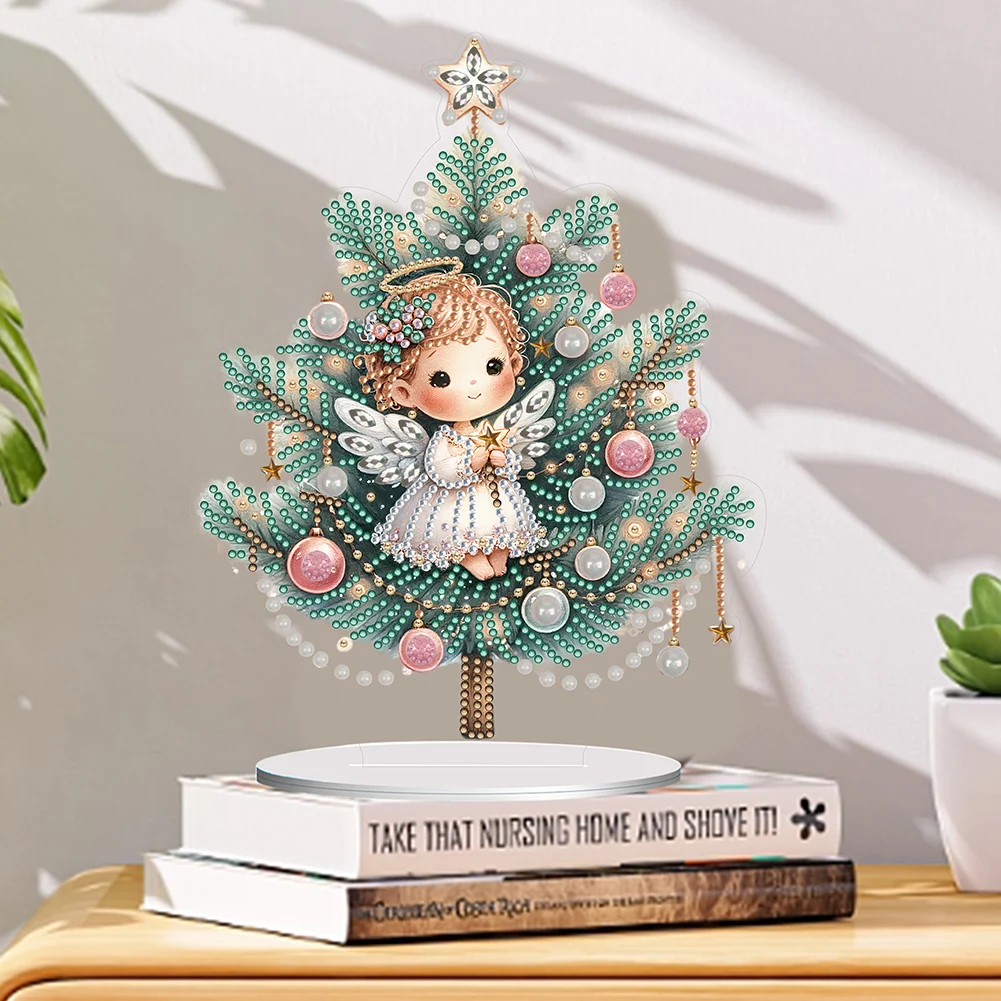 2D Flat Little Angel DIY Desktop Diamond Art Kits Acrylic Diamond Painting Desktop Decorations Special Shape for Adults Beginner